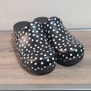 Sanita Black and White Polka Dot Mules